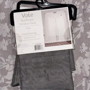 Voile 2 Window Scarf Sheer Privacy Enhancing Charcoal curtain drape